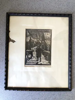 Jan Swijser - Man in Stad - Houtsnede, Ingelijst kopen? Bied vanaf 30!