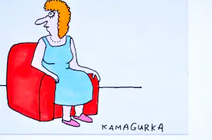 Kamagurka - Opwarming - Originele cartoon - Gesigneerd - 21x29 cm - Ingelijst kaufen? Bieten Sie von 390!