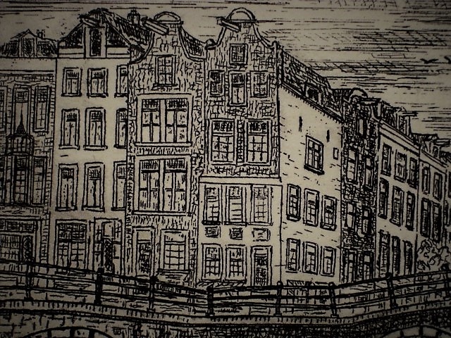 Niet of onleesbaar gesigneerd - gesigneerde Ets "Amsterdam Keizersgracht" j.h. Kruger 1977 kopen? Bied vanaf 1!