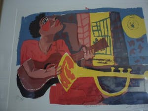 John Lie a Fo - Zeefdruk. Titel, "Blues" . kopen? Bied vanaf 35!