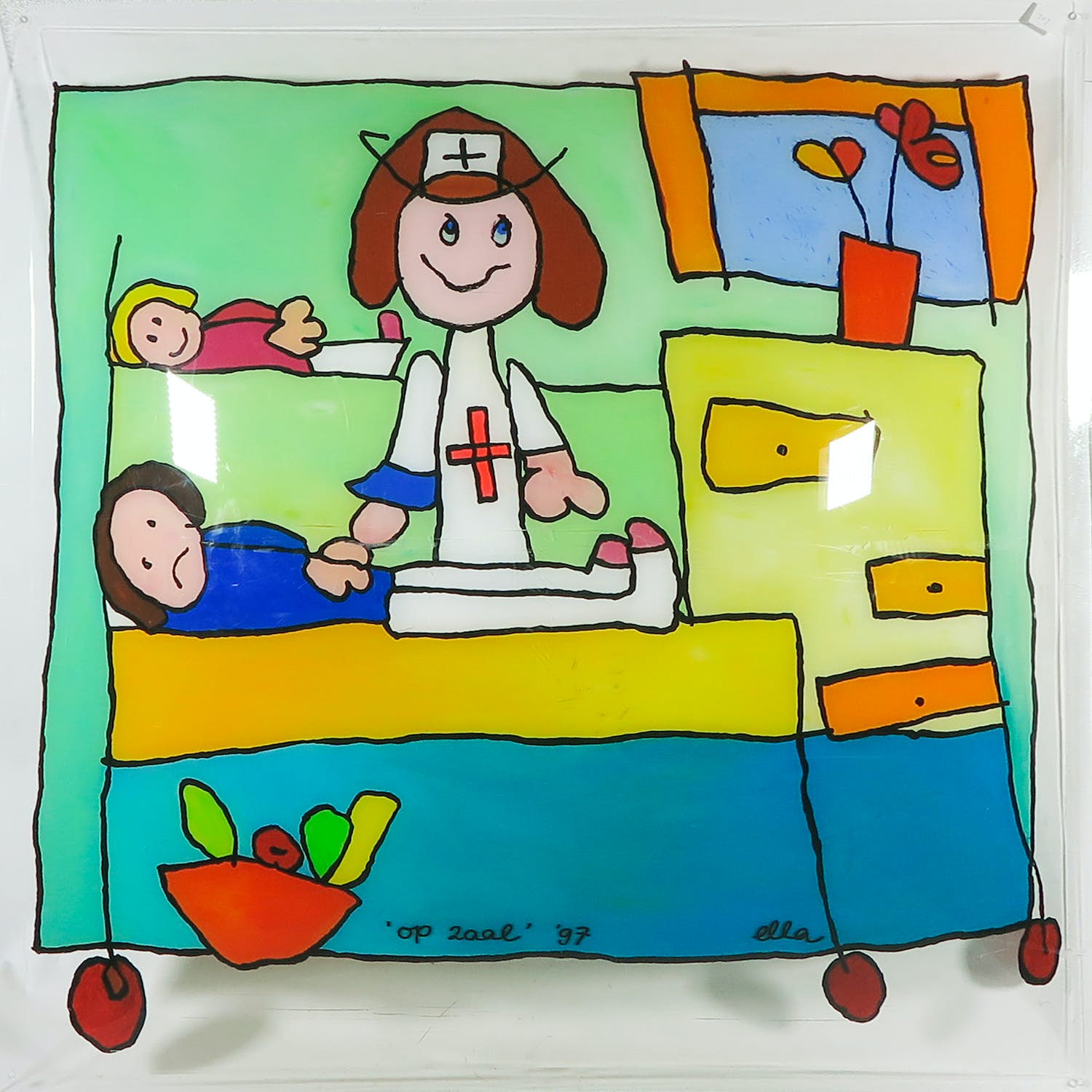 Ella Steenmeijer - Acryl op koepelvormig plexiglas, Kindertekening kopen? Bied vanaf 1!