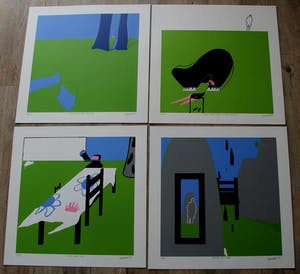 Hans Landsaat - Portfoliomap van vier zeefdrukken: Witold i ja - 1972 kopen? Bied vanaf 250!