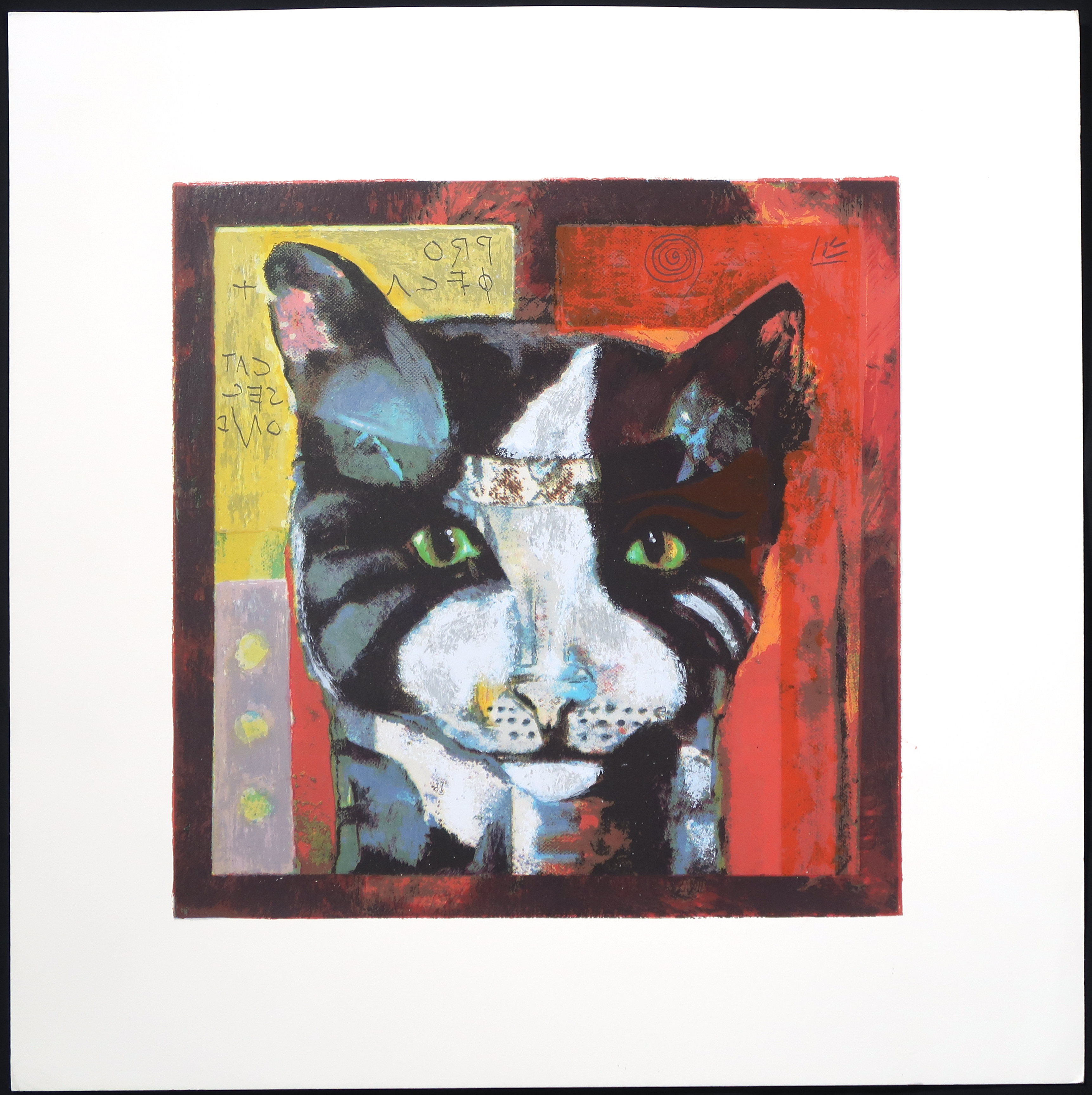 Niet of onleesbaar gesigneerd - Kleurenlitho, Cat kopen? Bied vanaf 1!