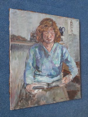 Josef Santen - Portret van een lezende dame kopen? Bied vanaf 40!