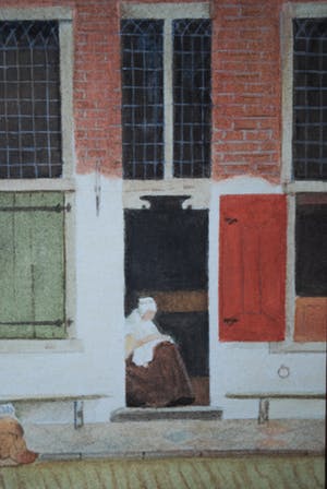 Niet of onleesbaar gesigneerd - Aquarel: Straatje in Delft, naar Vermeer kopen? Bied vanaf 10!