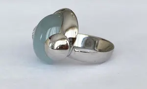 Talento Italiano designer 18 KT witgouden ring met aquamarijn en diamanten kopen? Bied vanaf 900!