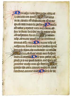 Pagina uit het getijdenboek Heures à l'usage de St. Omer verkocht voor € 80!