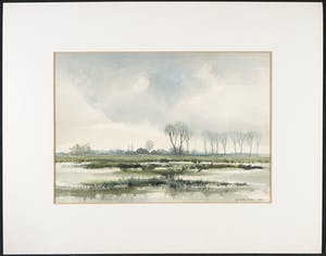 Sjoerdtje Mulder-Hak - Aquarel, Uiterwaarden IJssel kopen? Bied vanaf 35!