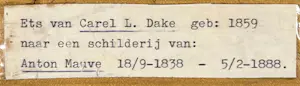 Carel Lodewijk Dake sr. - Ets van Carel Lodewijk Dake sr. – naar Anton Mauve kopen? Bied vanaf 40!