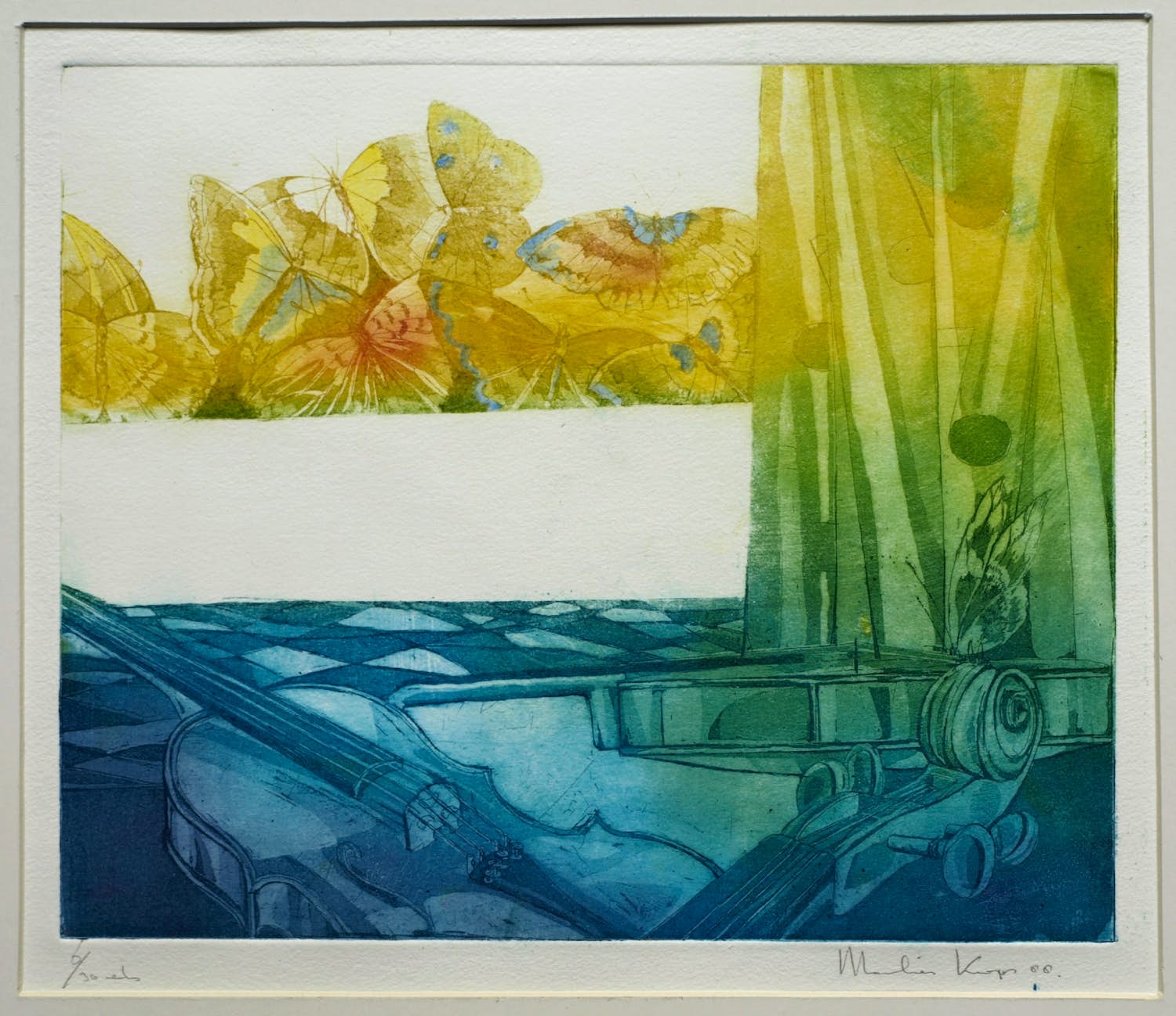 Marlies Knops - Ingelijste ets , Vlinders & Violen – nr. 6 van 30 ex. - 1988 kopen? Bied vanaf 1!