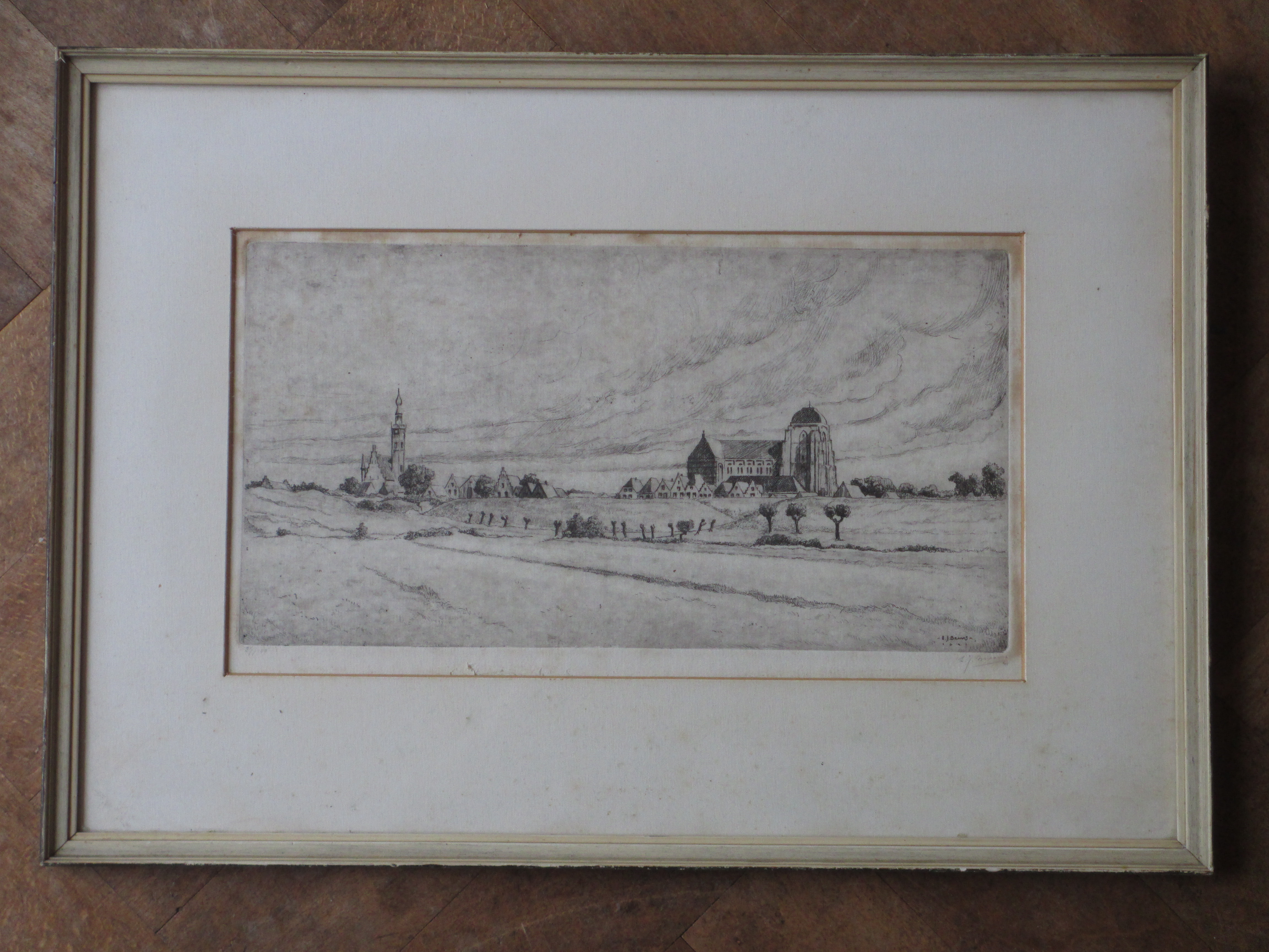 Laurens Jannis Braams - Gezicht op Veere - Ets kopen? Bied vanaf 40!