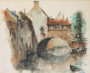 Rein Snapper - Aquarel, 's-Hertogenbosch - Ingelijst kopen? Bied vanaf 1!