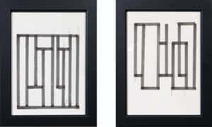 Siep van den Berg - Lot van twee abstracte composities - Ingelijst verkocht voor € 35!