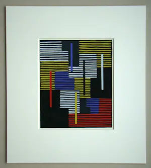 Adolf Fleischmann - Abstracte compositie - 1952 - Sjabloon in gouachekleuren kopen? Bied vanaf 120!