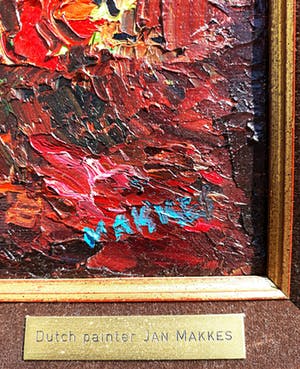 Jan Makkes - Bloemstilleven, olieverf op doek (mooi ingelijst) kopen? Bied vanaf 275!