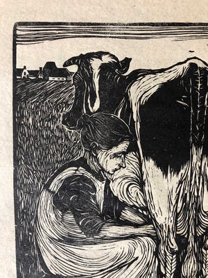 Jan Mankes - Houtsnede Koemelkster kopen? Bied vanaf 275!