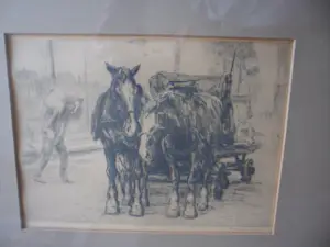 Waalko Jans Dingemans (sr.) - Ets, Paarden op de kade in Groningen kopen? Bied vanaf 40!