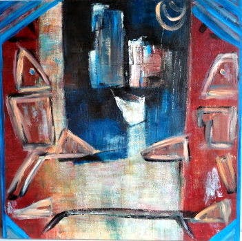 Niet of onleesbaar gesigneerd - Mystic Castel with 2 guards (groot) - Gesigneerd A. Lesmour (?) kopen? Bied vanaf 1!