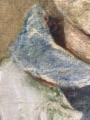 Niet of onleesbaar gesigneerd - Schilderij van meisje gesigneerd NB, olieverf op linnen kopen? Bied vanaf 1!