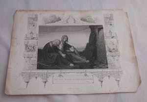 Niet of onleesbaar gesigneerd - Drie antieke Engelse 19e eeuwse Litho's met bijbelse voorstellingen kopen? Bied vanaf 1!