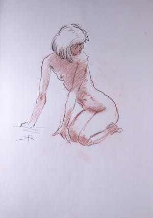 Jan Sluijters (jr.) - Krijttekening, Poserend naakt kopen? Bied vanaf 1!