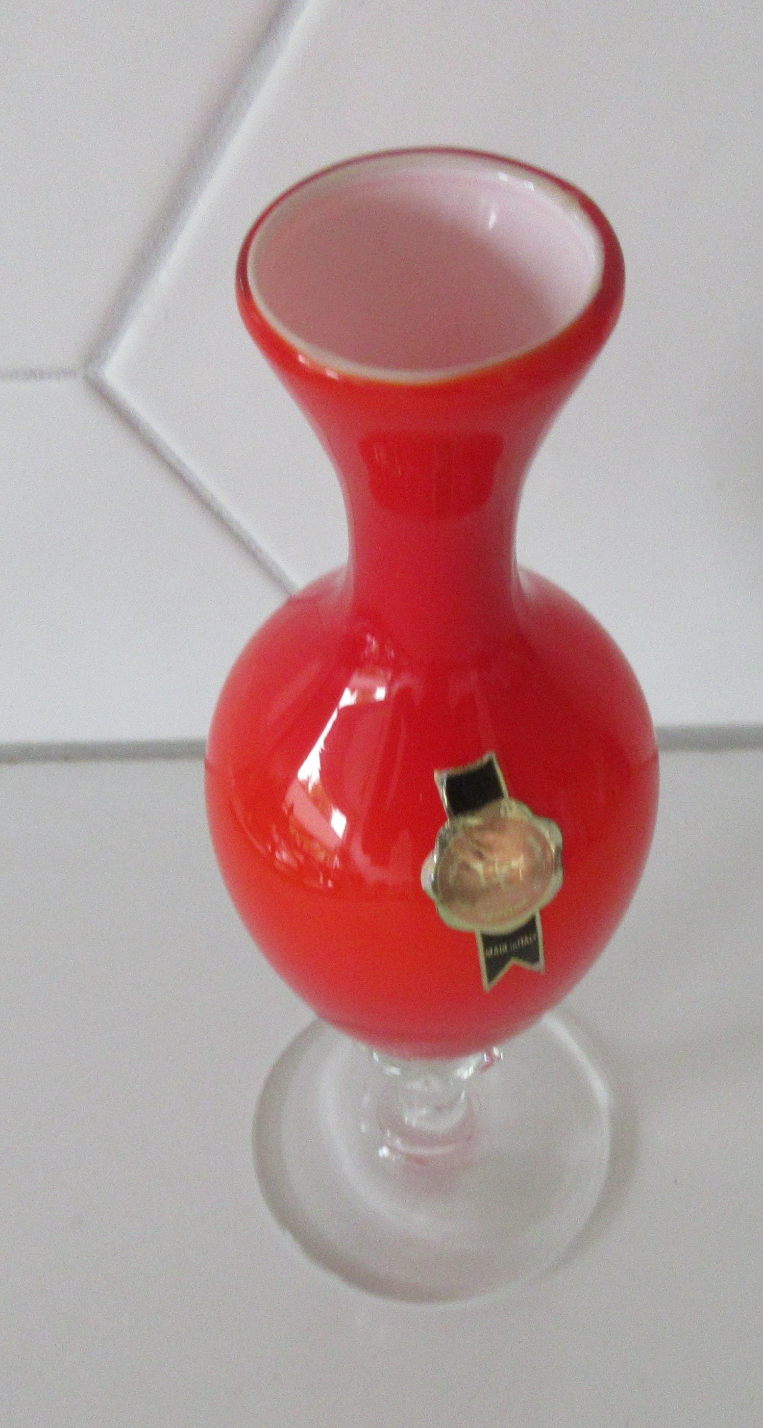 Empoli Glas - Oranje opaline solifleur vaasje kopen? Bied vanaf 8!