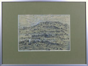 Gerard Lutz - Krijttekening met Gouache, Duinlandschap, Achterkant: Duinlandschap kopen? Bied vanaf 50!