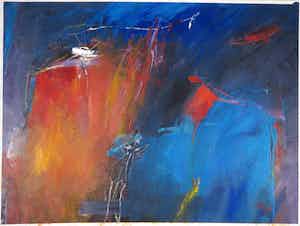 Franscz Witte - Gemengde techniek op papier, Dialoog met rood en zwart verkocht voor € 50!