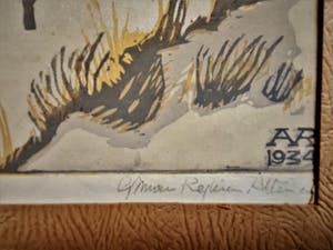 Niet of onleesbaar gesigneerd - Mooie, in 1934 gemaakte Houtsnede "winters landschap" gesigneerd kopen? Bied vanaf 1!