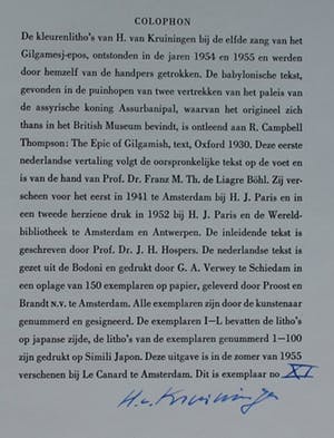 Harry van Kruiningen - 8 kleuren litho's: Bij de elfde zang van het epos van Gilgamesi - 1955 kopen? Bied vanaf 295!