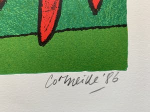 Corneille - kleurenzeefdruk - 'Le coq annonce le matin' - 1986 kopen? Bied vanaf 300!