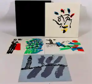 Jef Diederen - 3 gesigneerde kleuren lino's + gesigneerd boek, samen in originele portfolio verkauft für € 170!