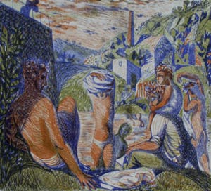 Nicolaas Wijnberg - Kleurenlitho: Badende jongens kopen? Bied vanaf 50!