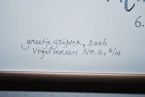 Greetje Grijpma - Vogelverzen nr.6 - oplage slechts 10 - ingelijst kopen? Bied vanaf 40!