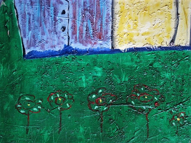 Anne Verhoijsen - GROOT expressionistisch olieverf - Naïeve kunst "de wonderlijke ontmoeting" kopen? Bied vanaf 1!