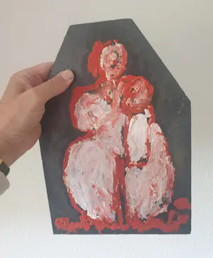 Anton Heyboer - Moeder met kind - Olieverf op leisteen - jaren 90 kopen? Bied vanaf 350!