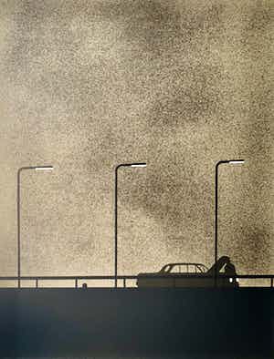 Jeroen Henneman - litho - 'Autopech bij nacht' - 1973 verkocht voor € 249!