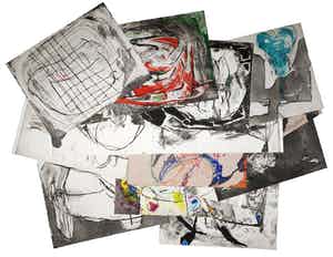 Wessel Couzijn - 12 drukken in gemengde techniek in originele map, IL, Steenschrijvers deel 2 verkocht voor € 350!