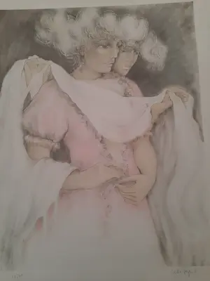 Colette Deyme - Litho, Titel, Deux femmes en rose. (Twee vrouwen in het roze ) kopen? Bied vanaf 40!