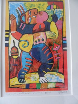 Clemens Briels - Zeefdruk, titel. 'Woman with Umbrella". kopen? Bied vanaf 75!