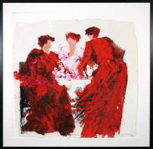 Wil Willemsen - Zeefdruk, Conversation - Ingelijst (Groot) verkocht voor € 50!