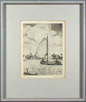 Johan Hemkes - Ets, Grouw - Ingelijst kopen? Bied vanaf 50!