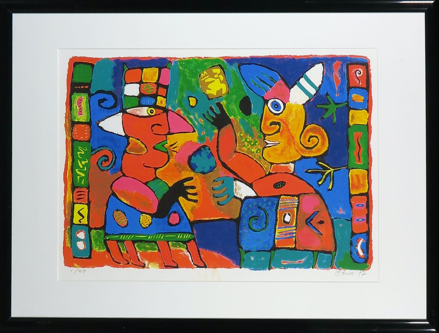 Clemens Briels - Zeefdruk, Zonder titel - Ingelijst verkocht voor € 70!