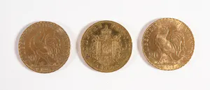 Drie gouden 20 Francs Frankrijk 900/1000 kopen? Bied vanaf 900!
