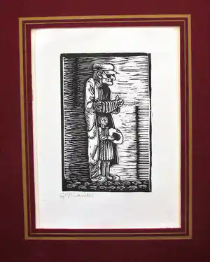 Gerhard Marcks - BLINDER BETTLER MIT KIND UND ZIEHHARMONIKA verkauft für € 240!