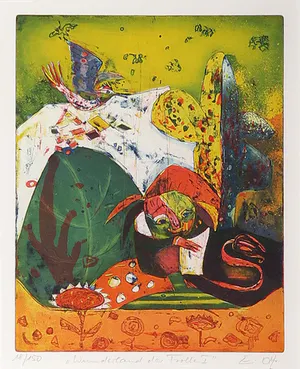 Elfriede Otto - Kleurenets, Wunderland der Trolle I - Ingelijst kopen? Bied vanaf 1!