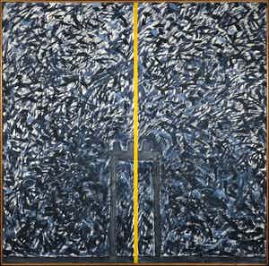 Philip de Jong - Acryl op doek, Zonder titel (Tafeltje in blauw) - Ingelijst (Zeer groot) verkocht voor € 150!