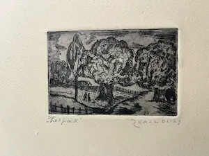 Jeanne Bieruma Oosting - 'Het park' - zeldzame ets uit 1933 kopen? Bied vanaf 80!