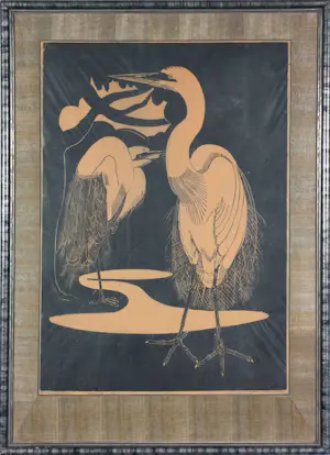 AcheterJac. de Beer - Houtsnede, Twee reigers - Ingelijst? Enchérissez de 50!