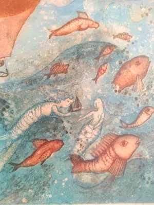 Francoise Deberdt - (1934) gedetailleerde kleurenets, 'fantoomschepen op zee' kopen? Bied vanaf 85!